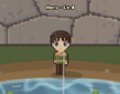 Hero fishing at the town pond