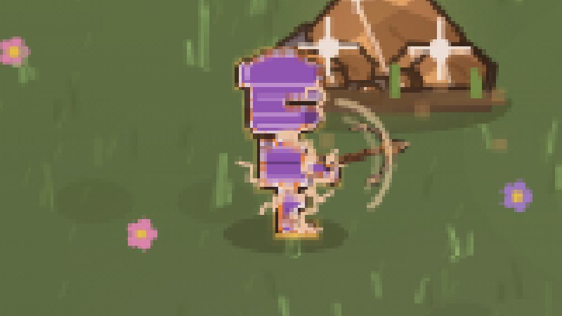 Hero mining ore with a pickaxe