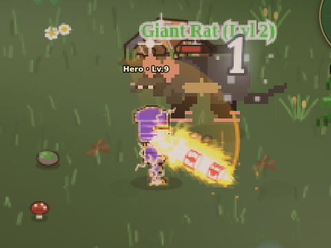 Hero attacking with a great sword