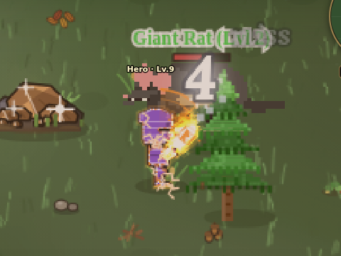 Hero attacking with a machete