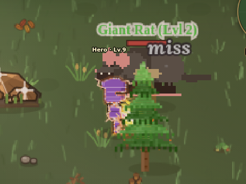 Hero attacking with a short sword