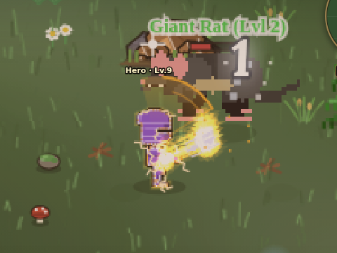 Hero attacking with a war hammer